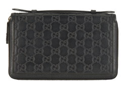 Guccissima Double-Zip Travelling Wallet, Leather, Black, 336298 0426, 2*